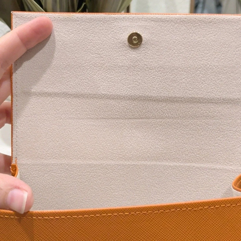 NEW Tory Burch Sunglasses Case Orange Saffiano Leather Luxe Travel